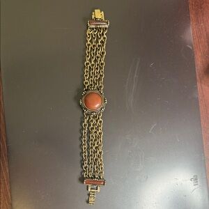 Jewel Kade. Antique-Style Multi-Chain Bracelet with Brown Cabochon